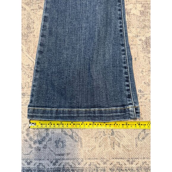 Judy Blue Mid Rise Trouser Flare Button Fly Jeans Size 7/28 Medium Wash Denim - Picture 9 of 10